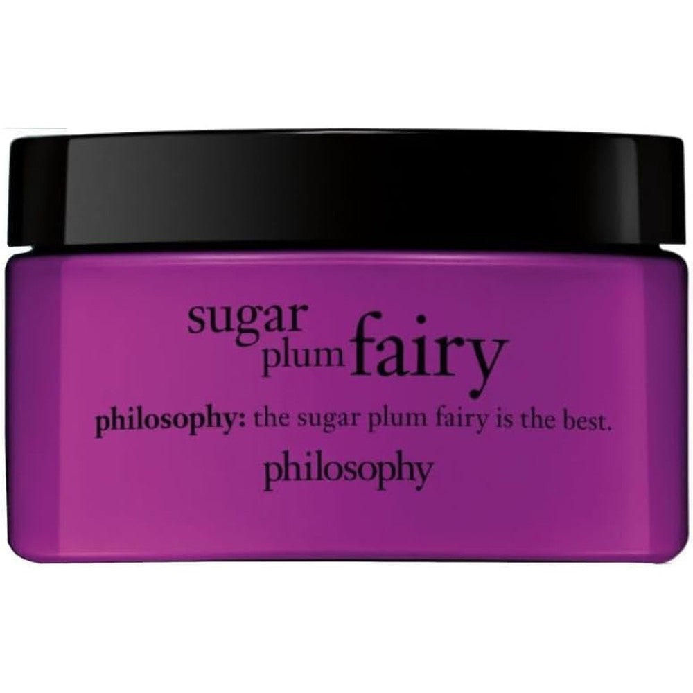 Philosophy Sugar Plum Fairy Body Soufflé four ounce jar front view showcasing limited edition whipped moisturizer packaging