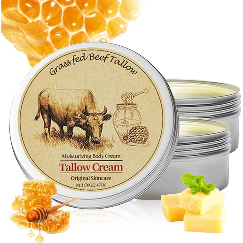 Weranoz Organic Grass Fed Beef Tallow Moisturizer 2 pack front view showing premium USA packaging.
