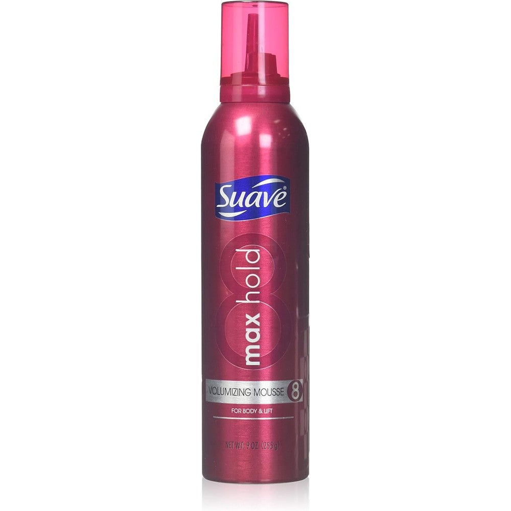 Suave Max Hold Volumizing Mousse front view canister for salon quality hair styling control