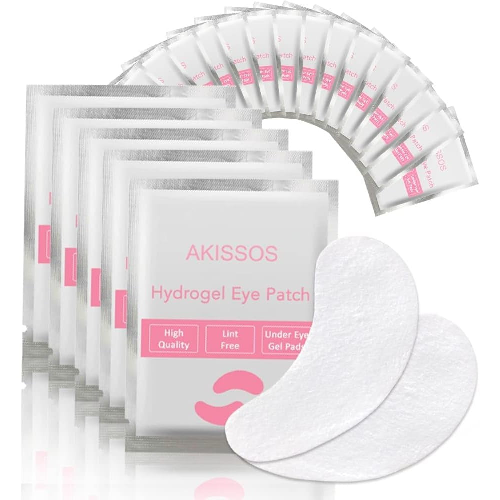 Akissos hydrogel under eye patches 100 count front view for eyelash extensions