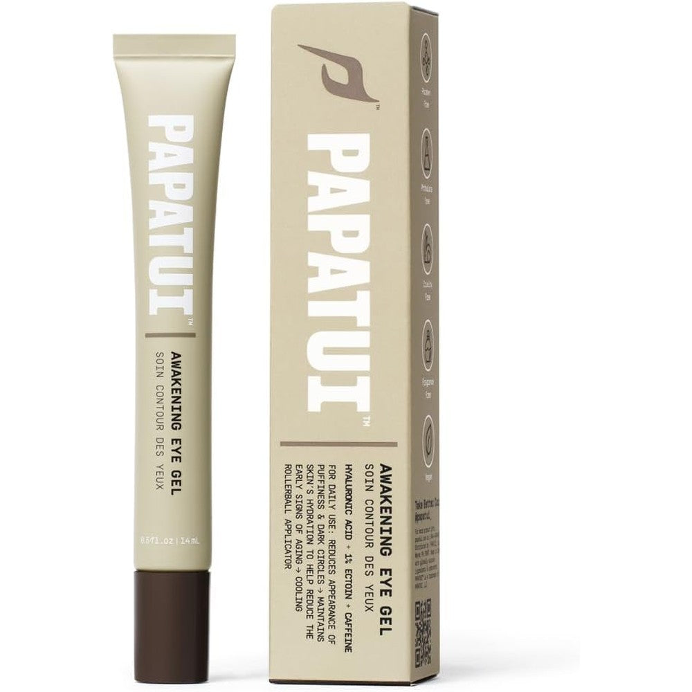Papatui Awakening Men's Eye Gel tube with metal rollerball applicator