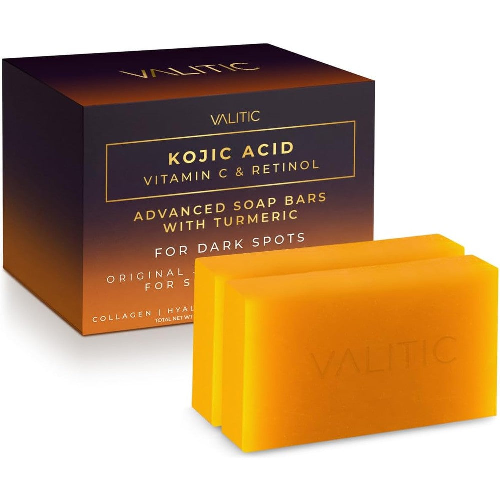 VALITIC Kojic Acid Vitamin C and Retinol Soap Bars front view packaging for dark spot correction.