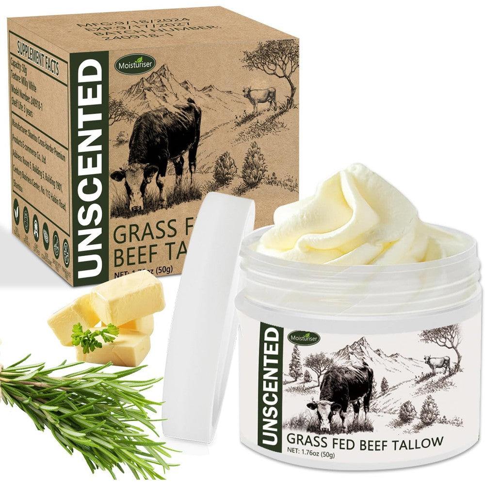 Mkzea organic grass fed beef tallow balm front view packaging box