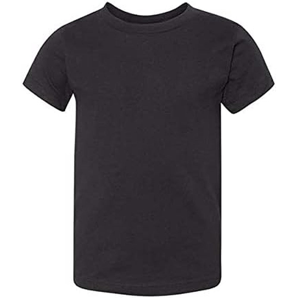 Bella + Canvas Toddler Jersey Short Sleeve T Shirt 5T Black front view premium combed cotton crewneck basic blank tee