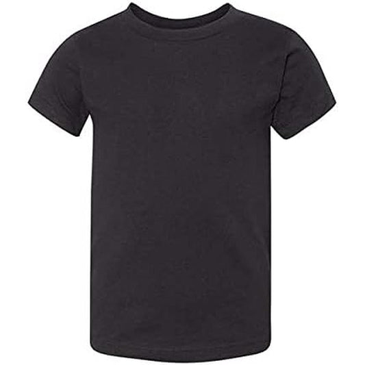 Bella + Canvas Toddler Jersey Short Sleeve T Shirt 5T Black front view premium combed cotton crewneck basic blank tee