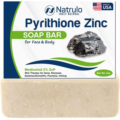 Erbaid Pyrithione Zinc Soap Bar front view showcasing the 4 ounce medicated skin therapy packaging.