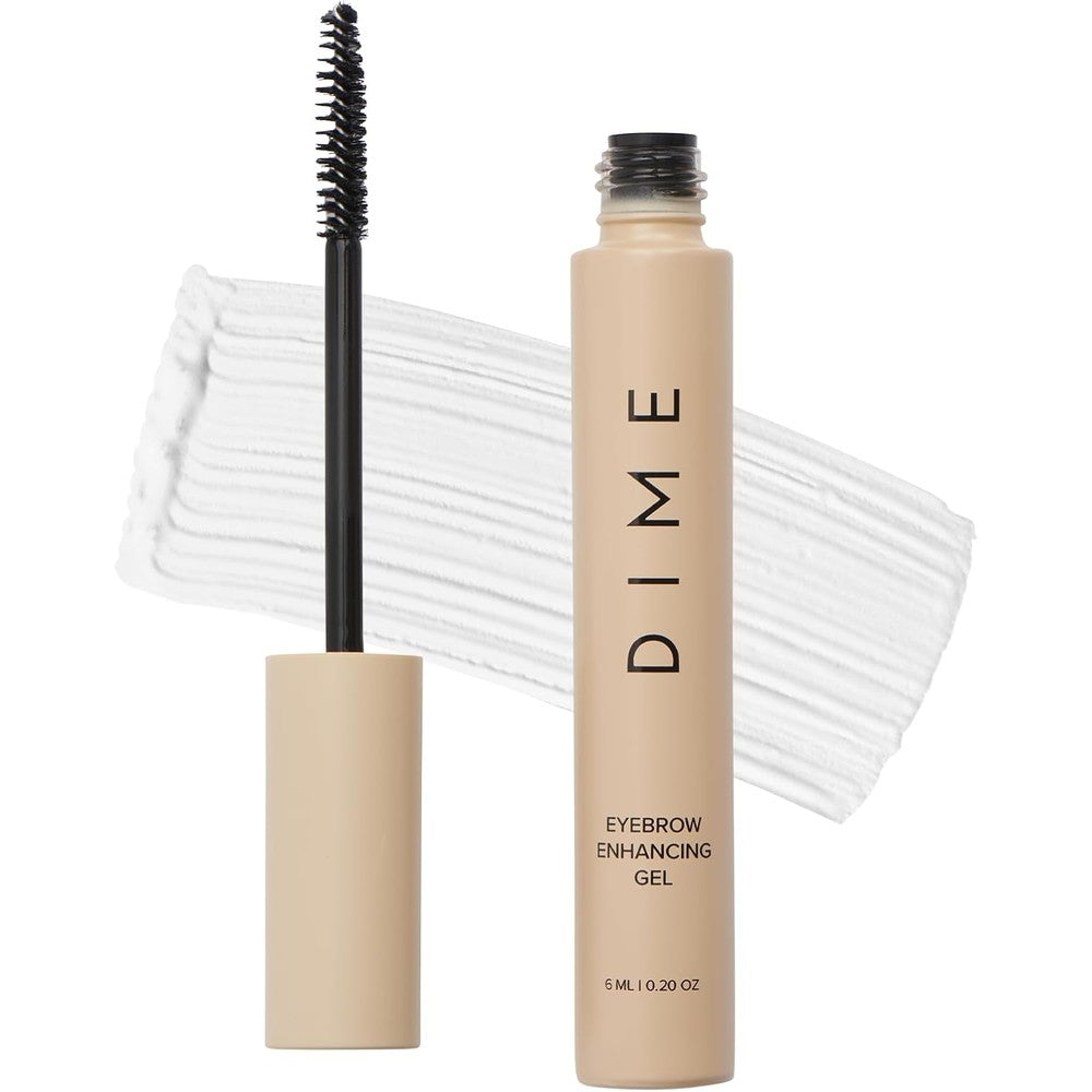 DIME Beauty Eyebrow Enhancing Gel clear tube with applicator brush for fuller brows