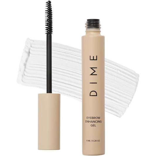 DIME Beauty Eyebrow Enhancing Gel clear tube with applicator brush for fuller brows