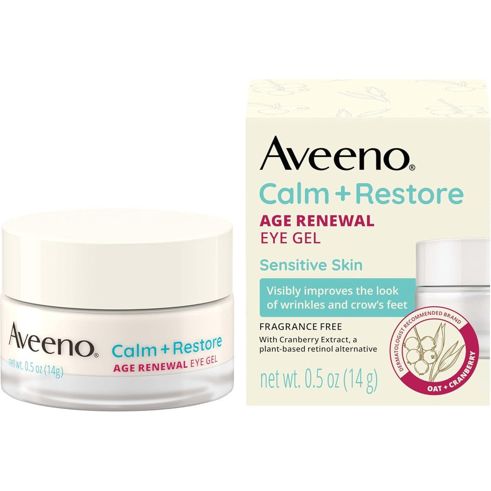 Aveeno Calm and Restore Age Renewal Anti Aging Eye Gel front view bottle