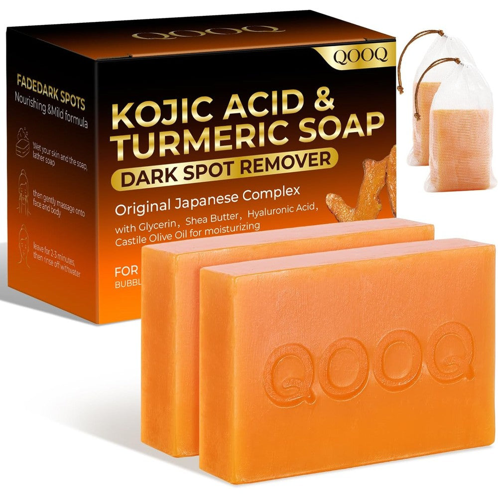 Qooq Turmeric Kojic Acid Soap bars front view