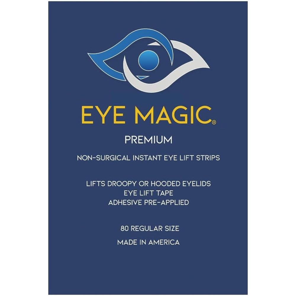 Eye Magic eyelid lifters applied to hooded eyes for instant lift