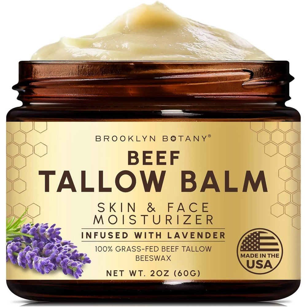 Brooklyn Botany Beef Tallow Balm front view of jar for natural facial moisturizing
