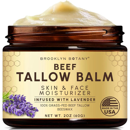 Brooklyn Botany Beef Tallow Balm front view of jar for natural facial moisturizing
