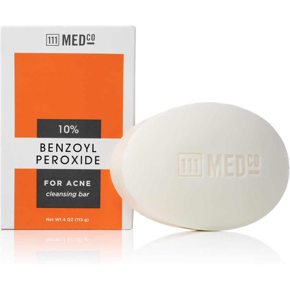 111MedCo 10% Benzoyl Peroxide Acne Treatment Cleansing Bar front view for maximum strength medicated skincare