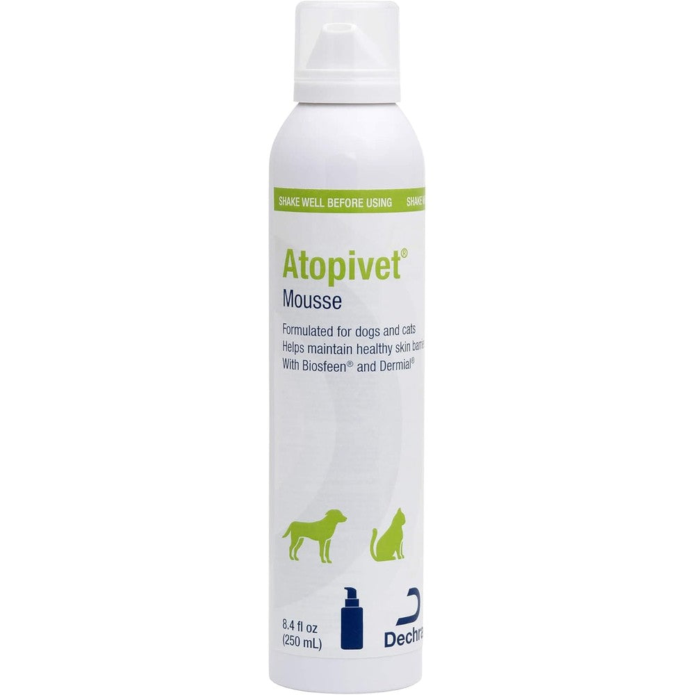 Atopivet Skin Care Mousse 8.45 Ounce bottle front view authentic USA import pet care foam