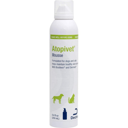 Atopivet Skin Care Mousse 8.45 Ounce bottle front view authentic USA import pet care foam