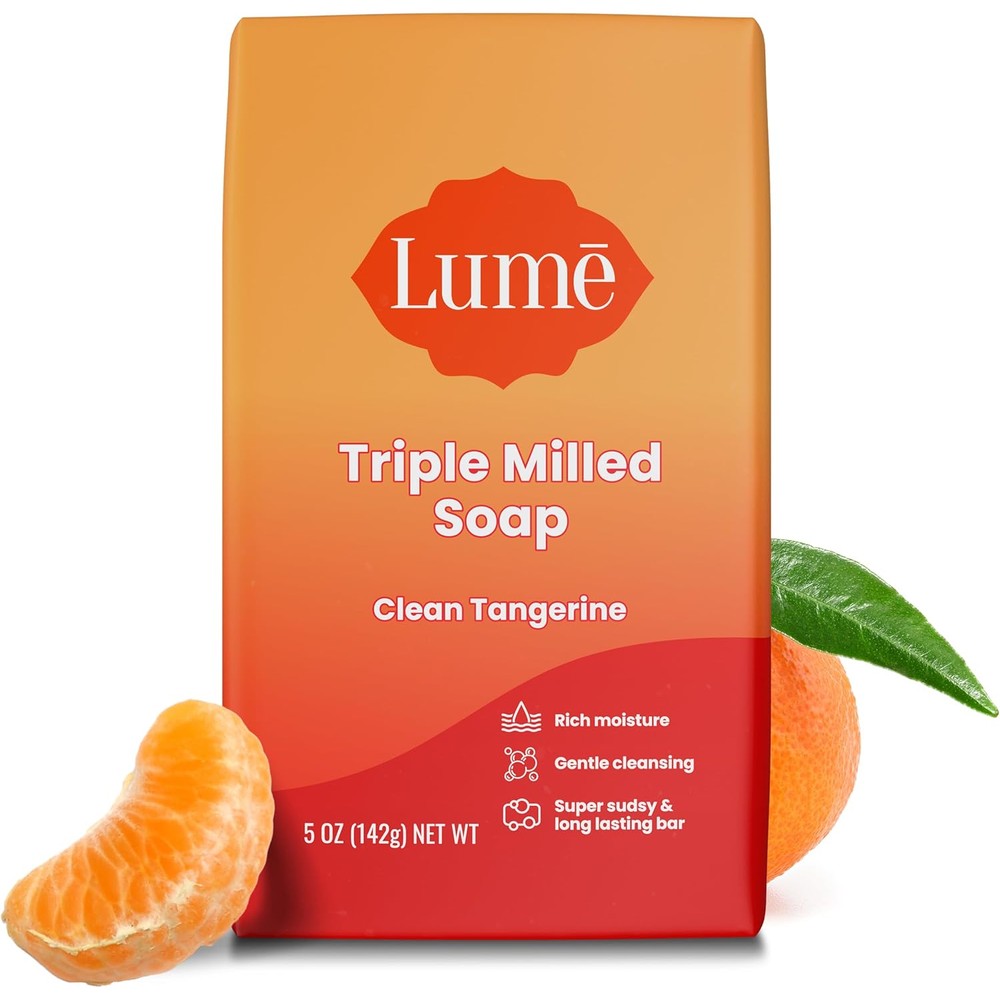 Lume Triple Milled Bar Soap Clean Tangerine front view packaging