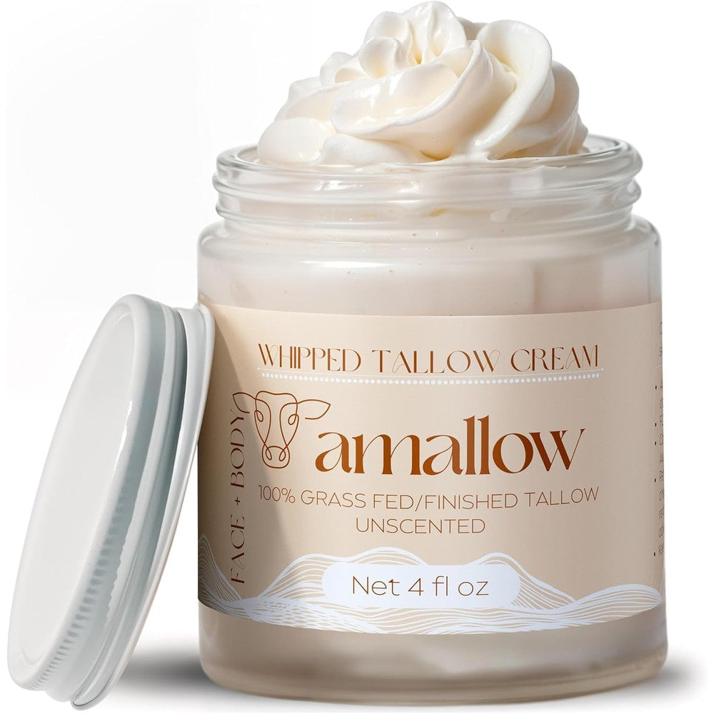 Amallow Whipped Tallow Cream front view jar for natural sensitive skincare