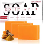 Orientleaf kojic acid turmeric soap bar front view packaging