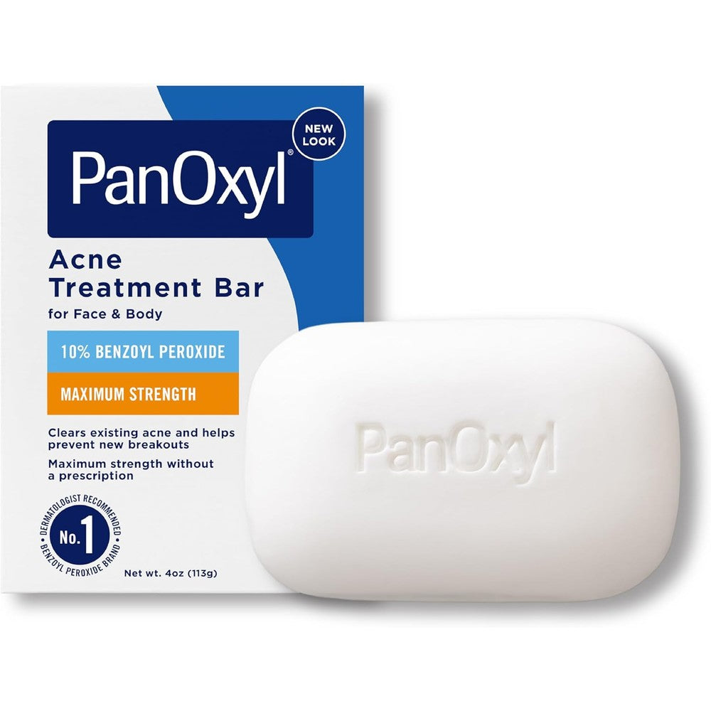 PanOxyl acne treatment bar 10 percent benzoyl peroxide front packaging view