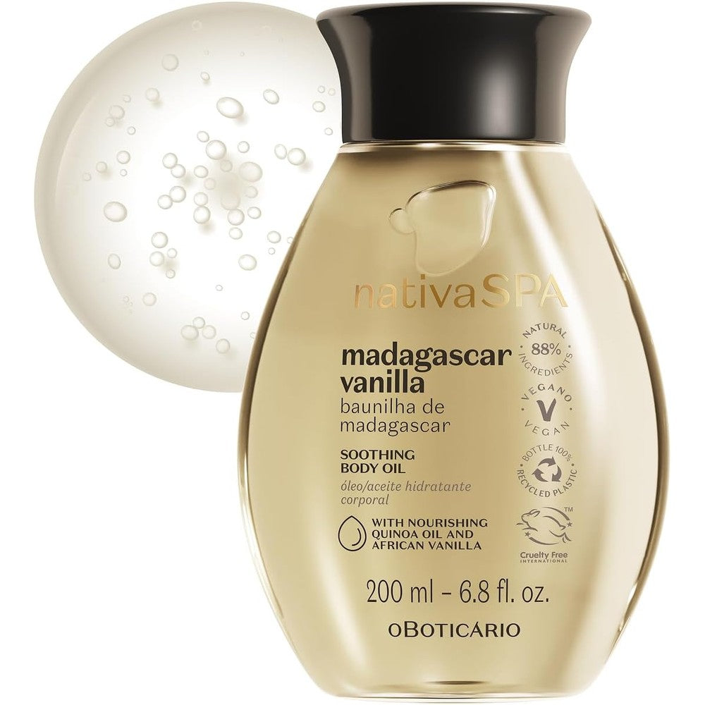Nativa SPA O Boticário Madagascar Vanilla Body Oil bottle front view