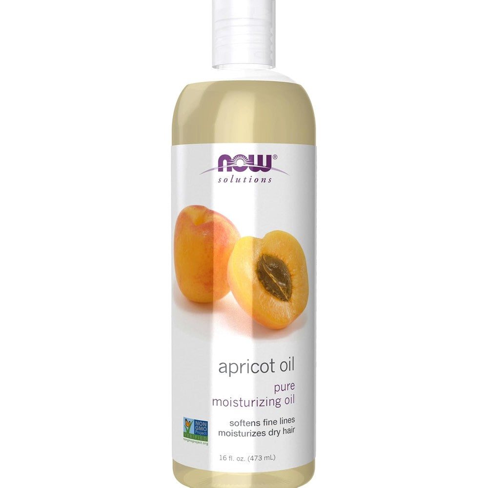 Now Foods Solutions Apricot Kernel Oil front view bottle for natural skin care