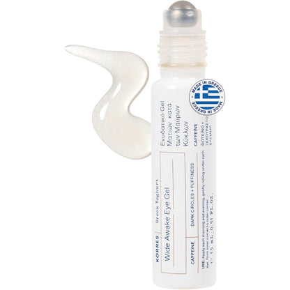Korres Greek Yoghurt Wide Awake Eye Gel Serum front view showing roller ball