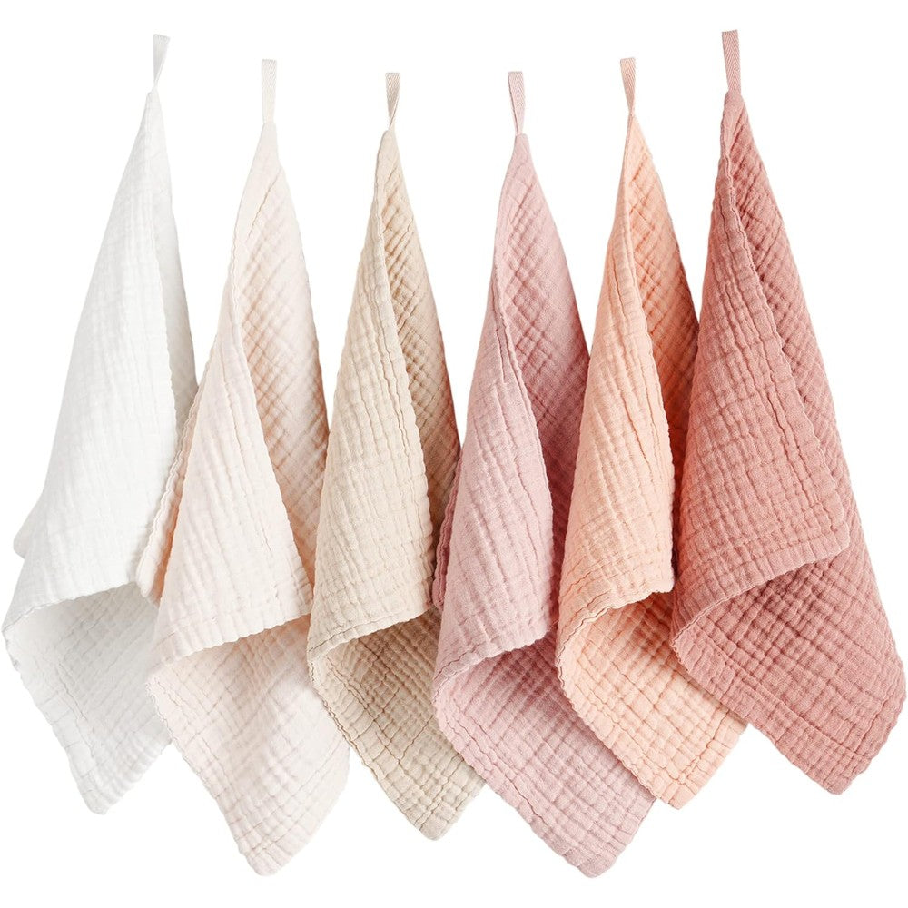 Konssy 6 Pack Cotton Face Cloths front view for sensitive skin
