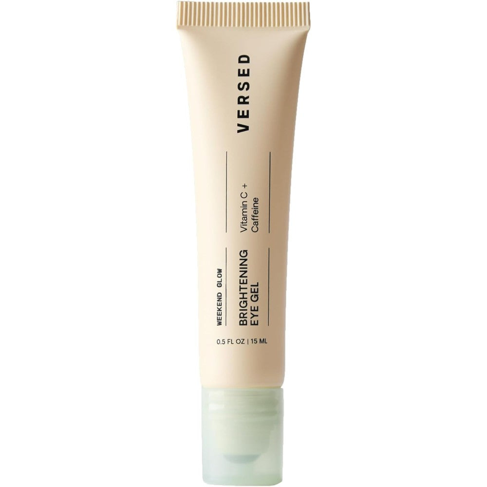 Versed Weekend Glow Eye Gel tube with metal cooling rollerball applicator