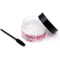Combat Gel extreme hold clear brow gel front view in glass jar