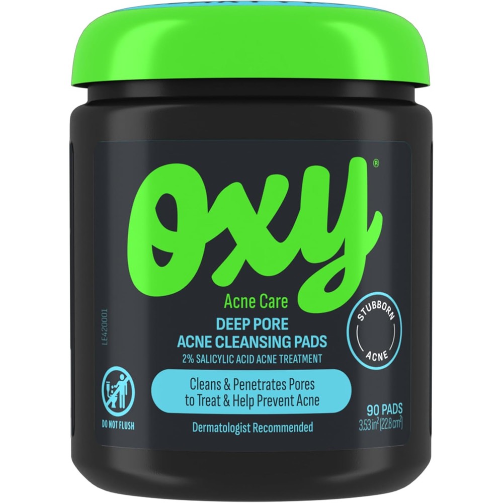 Oxy Deep Pore Acne Facial Cleansing Pads front view 90 count jar