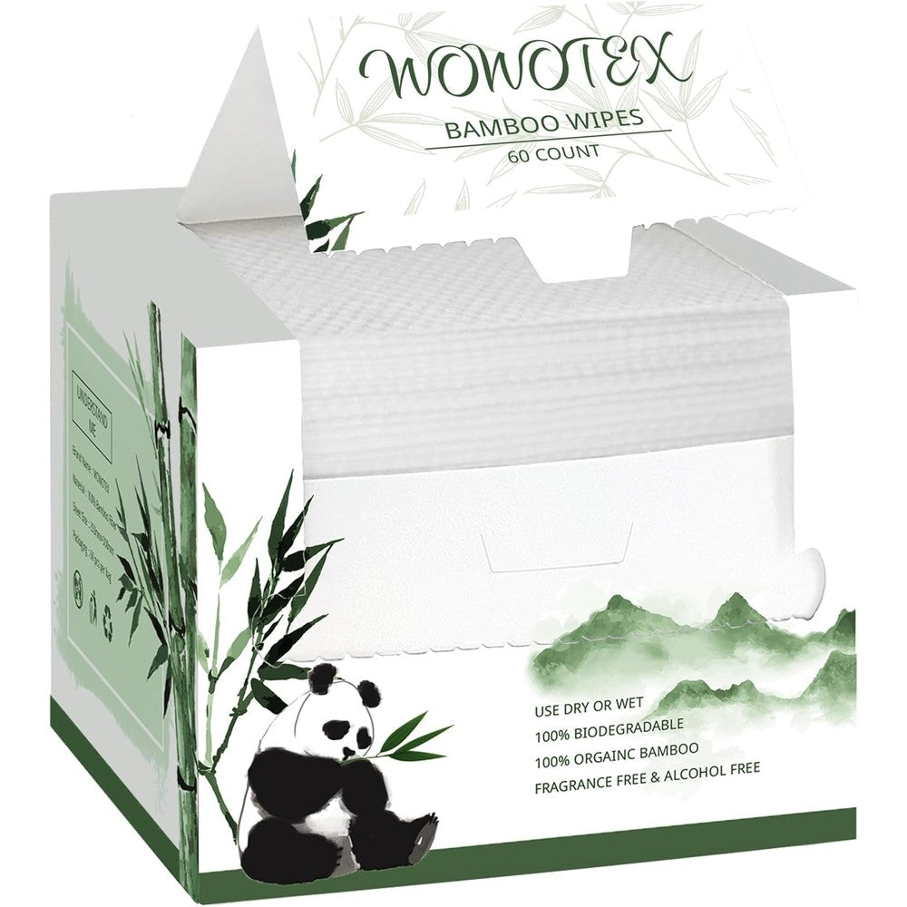 Wowotex bamboo disposable face towel box front view