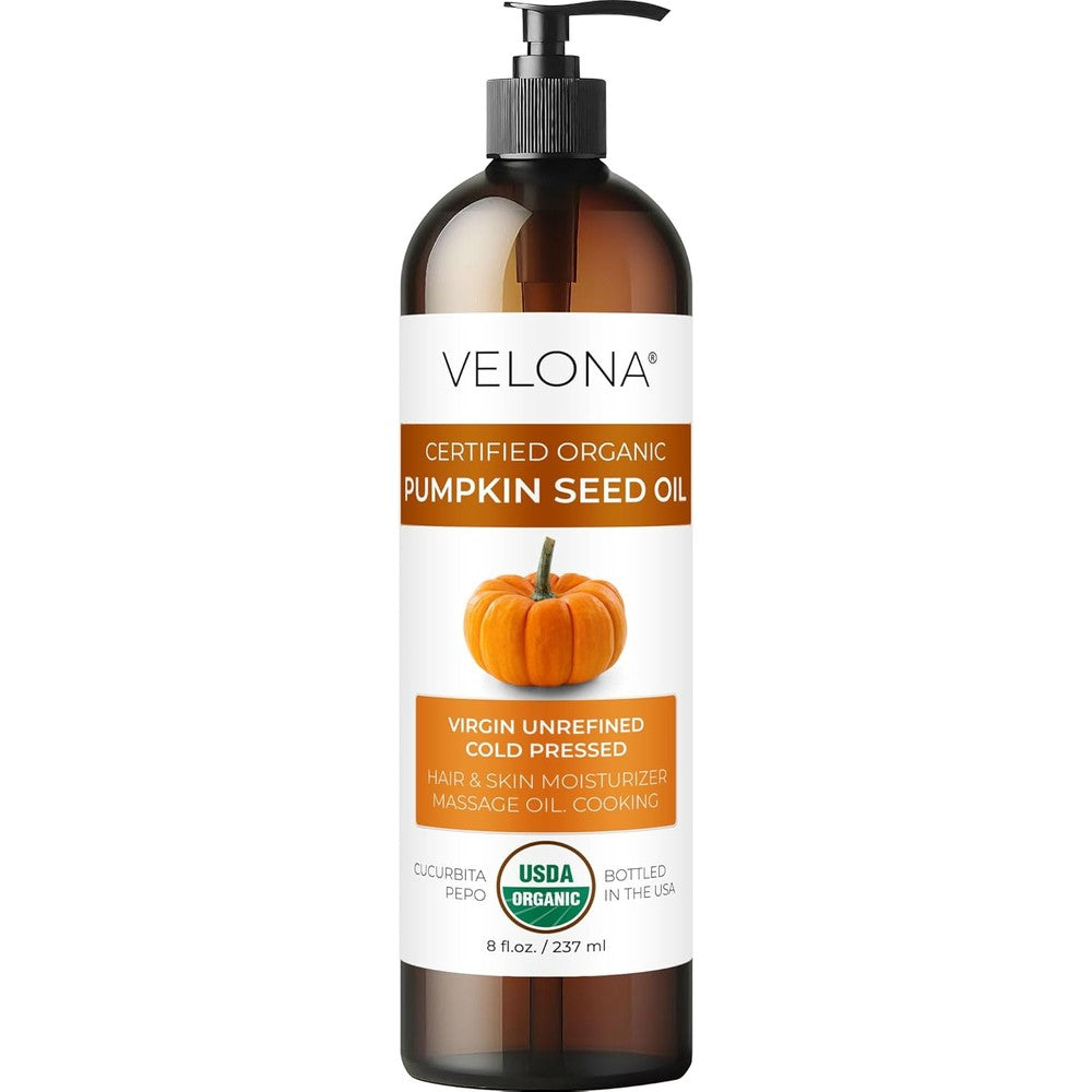 Velona Pumpkin Seed Oil USDA Certified Organic 8 Fluid Ounce front view