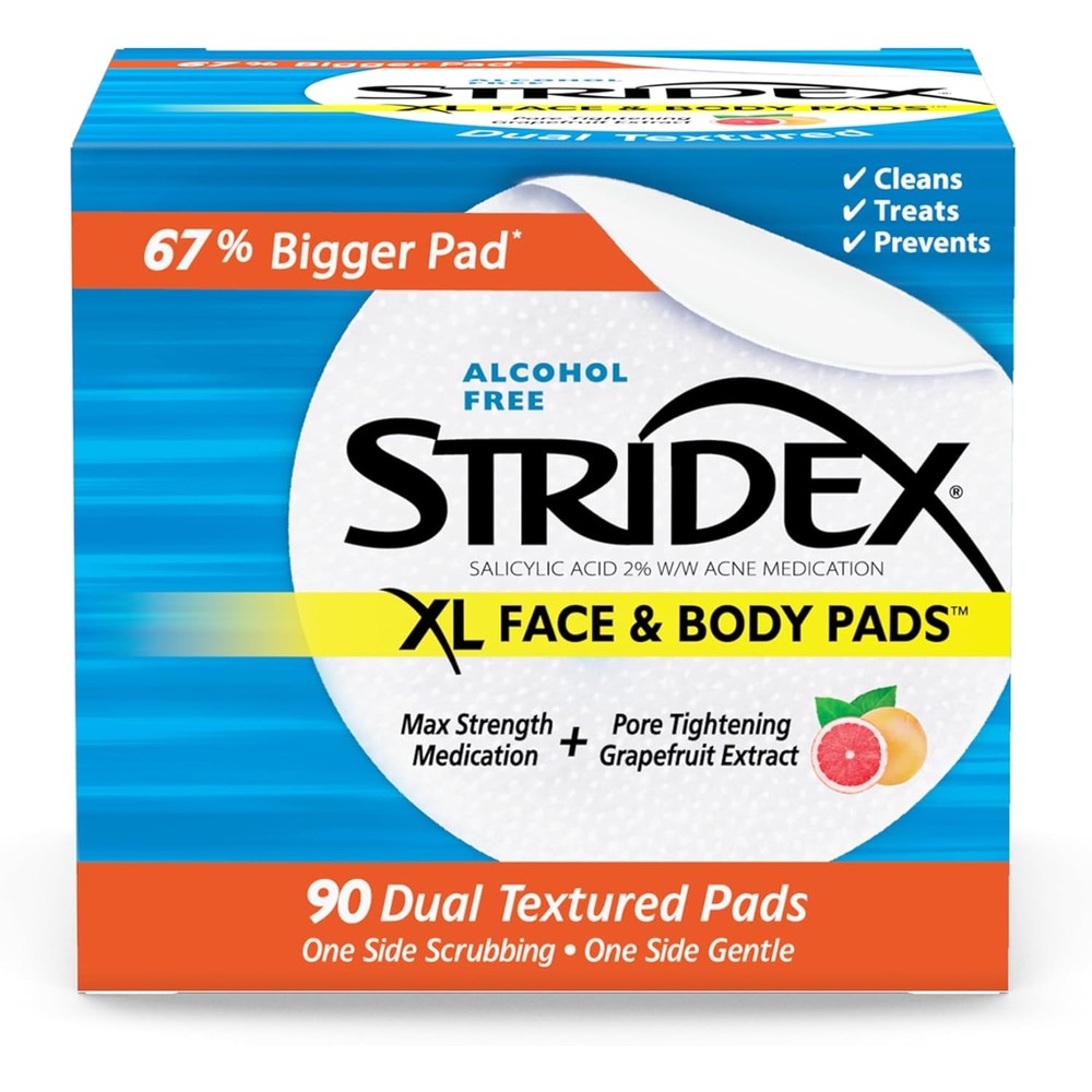 Stridex XL Face and Body Pads 90 Count front view container
