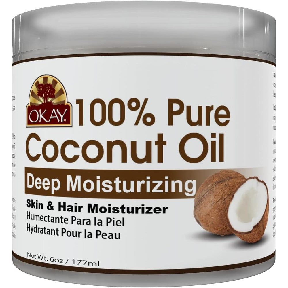 Okay 100 Percent Pure Coconut Oil jar front view