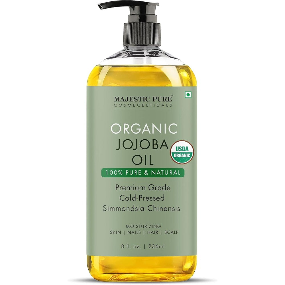 Majestic Pure USDA Organic Jojoba Oil 8 fluid ounces front view