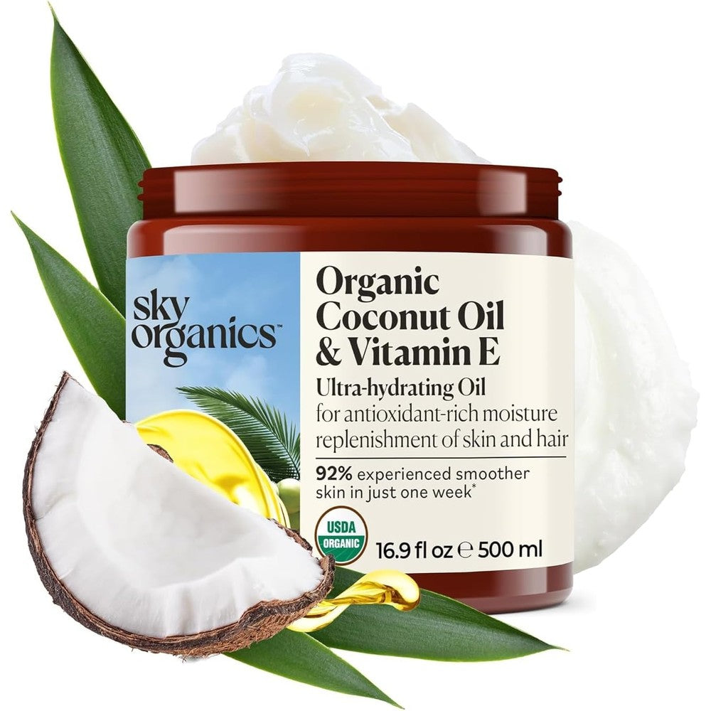 Sky Organics Organic Coconut Oil and Vitamin E front view bottle