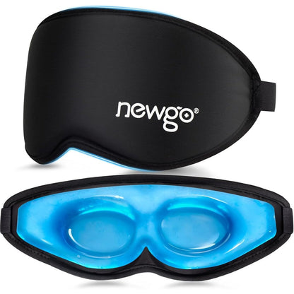 NEWGO 3D Cooling Sleep Mask front view showing ergonomic contoured black fabric exterior