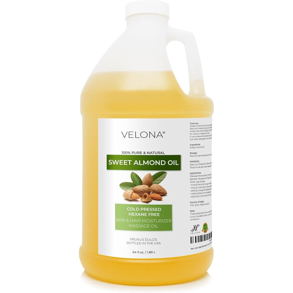 Velona Sweet Almond Oil 64 fluid ounce jug front view