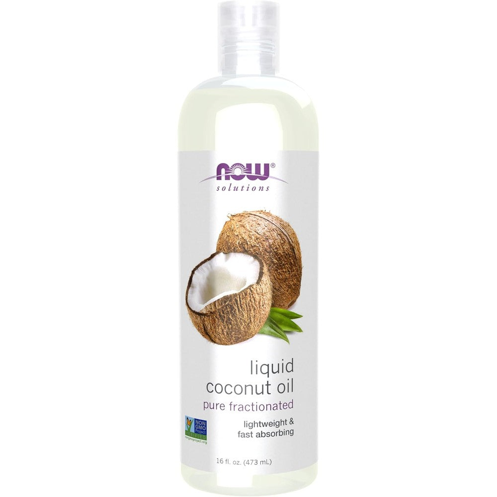 Now Foods Solutions Liquid Coconut Oil 16 Fluid Ounce front bottle view