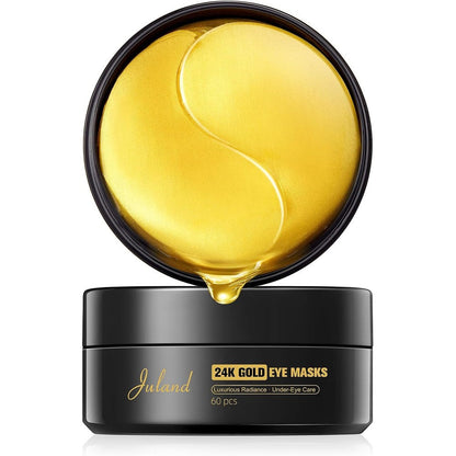 Juland 24K Gold Collagen Under Eye Patches front view packaging showing sixty pieces container.