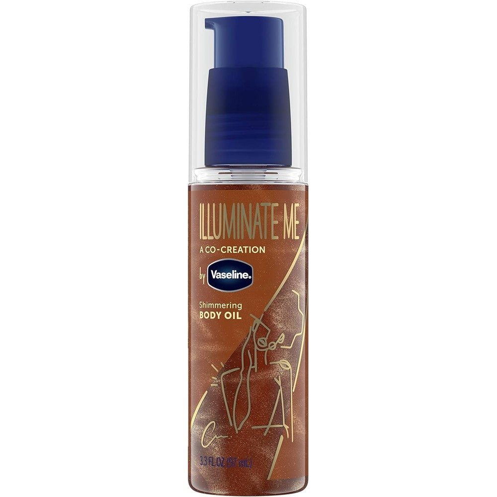 Vaseline Illuminate Me Shimmering Body Oil front bottle view