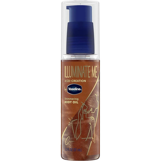Vaseline Illuminate Me Shimmering Body Oil front bottle view