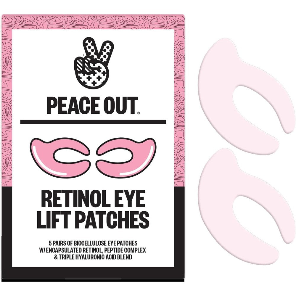 Peace Out Retinol 360 Degree Eye Lift Patches front packaging view for anti aging skincare