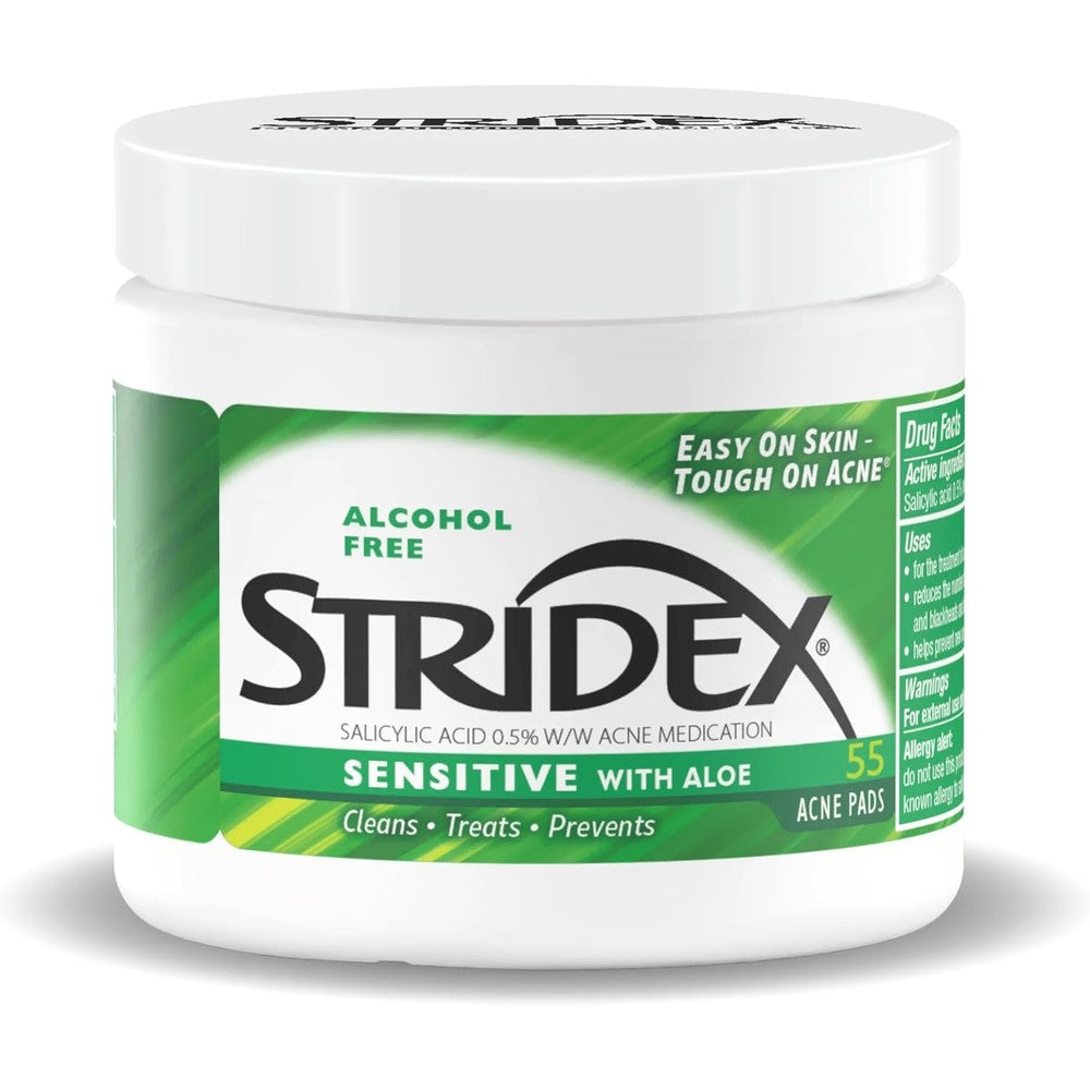 Stridex Sensitive Acne Pads with Aloe 55 count jar front view