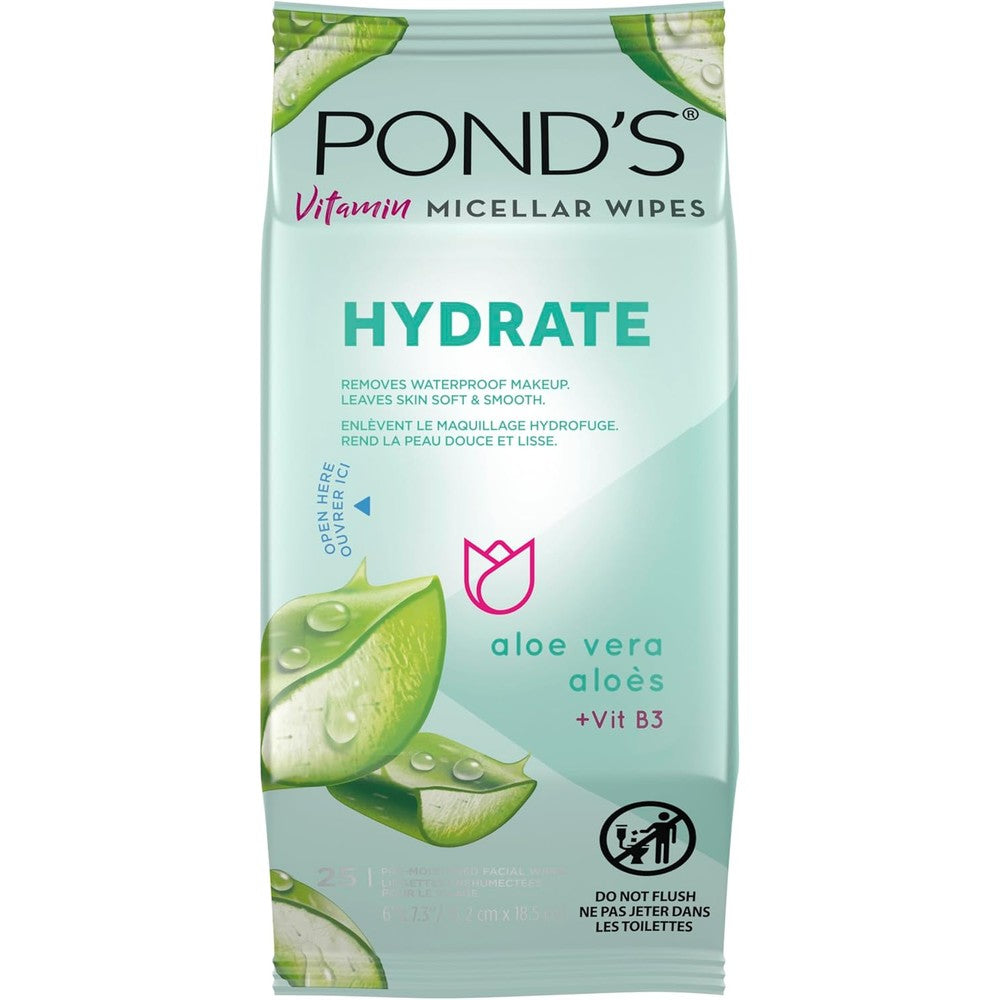 Pond's Vitamin Micellar Hydrating Aloe Vera Wipes front view