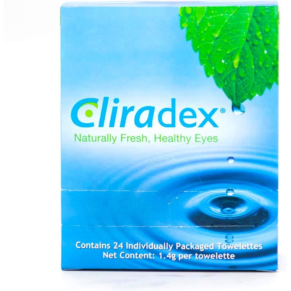Cliradex natural face and eyelid cleanser towelettes front packaging
