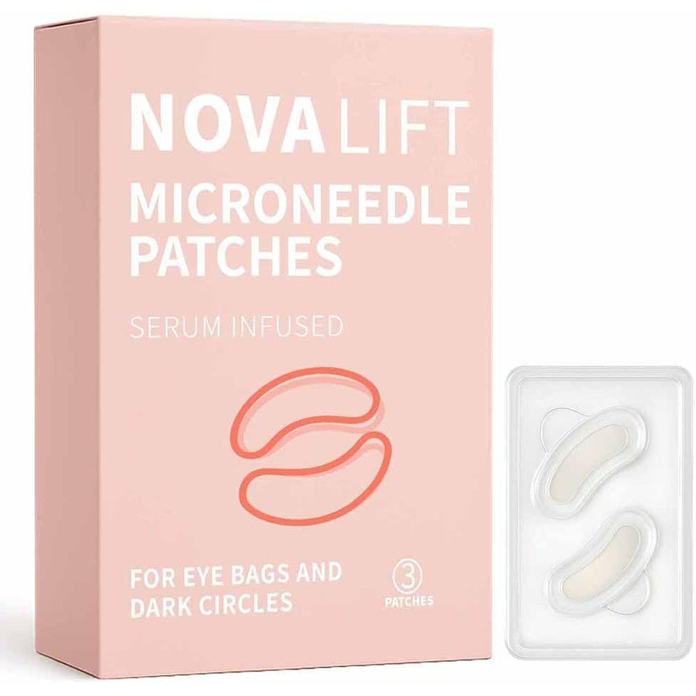 Novalift MicroGlow Microneedle Eye Patches front view packaging box for dark circles treatment