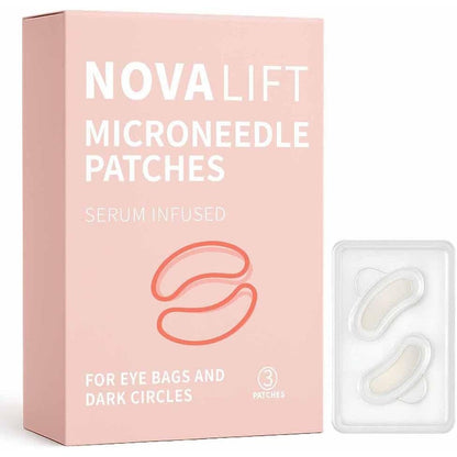 Novalift MicroGlow Microneedle Eye Patches front view packaging box for dark circles treatment