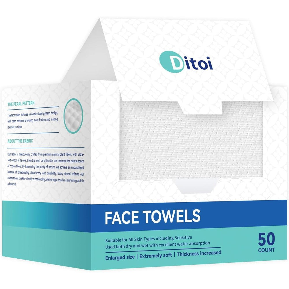 Ditoi Disposable Face Towels front packaging view showing ultra thick facial wipes.